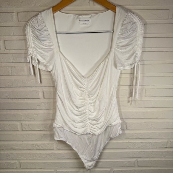 Lovers and Friends White Ruched Jupiter Bodysuit, Women’s Size Small - Picture 2 of 12